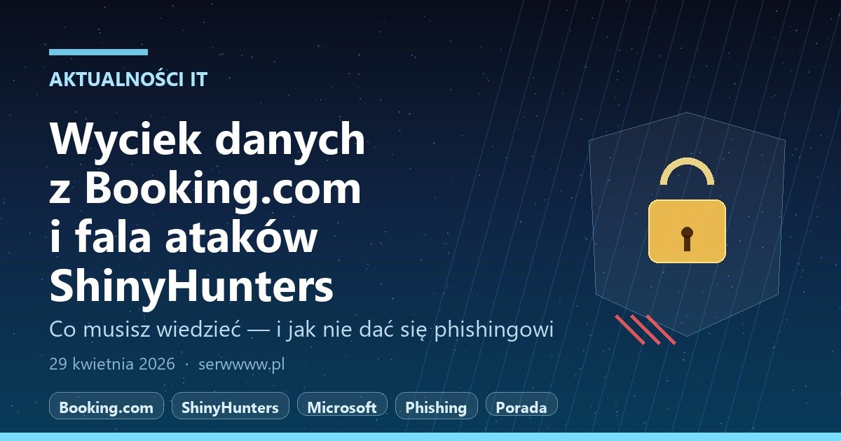Wyciek danych z Booking.com i fala ataków ShinyHunters — co musisz wiedzieć 29 kwietnia 2026